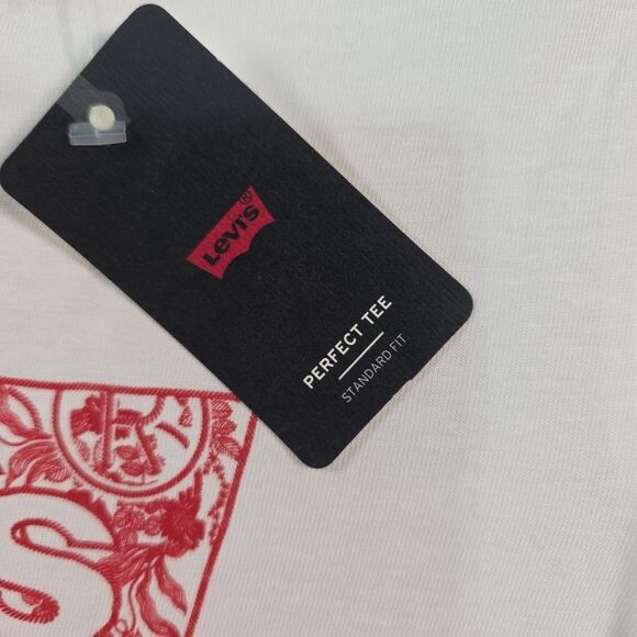 Levi's Perfect Tee Standard Fit T-Shirt Women's Size XS Floral Spellout NWT - Picture 5 of 10